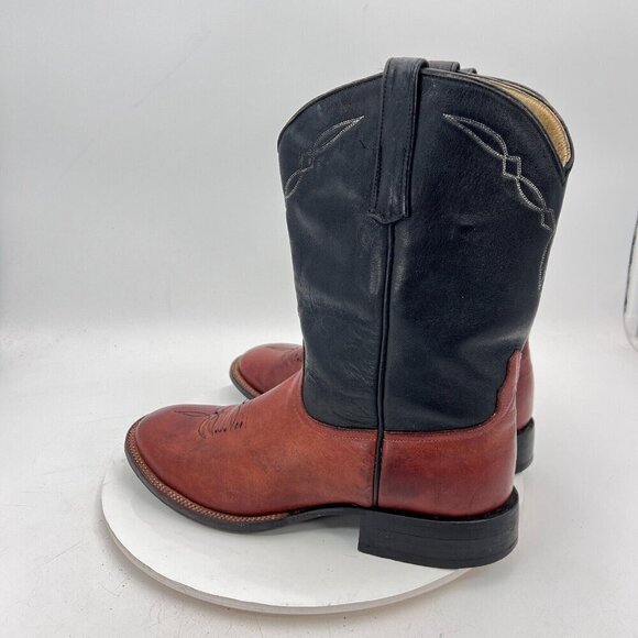 Dennard's Western Wear Men Size 9 Brown Black Color Block Leather Western Boot - Picture 7 of 16